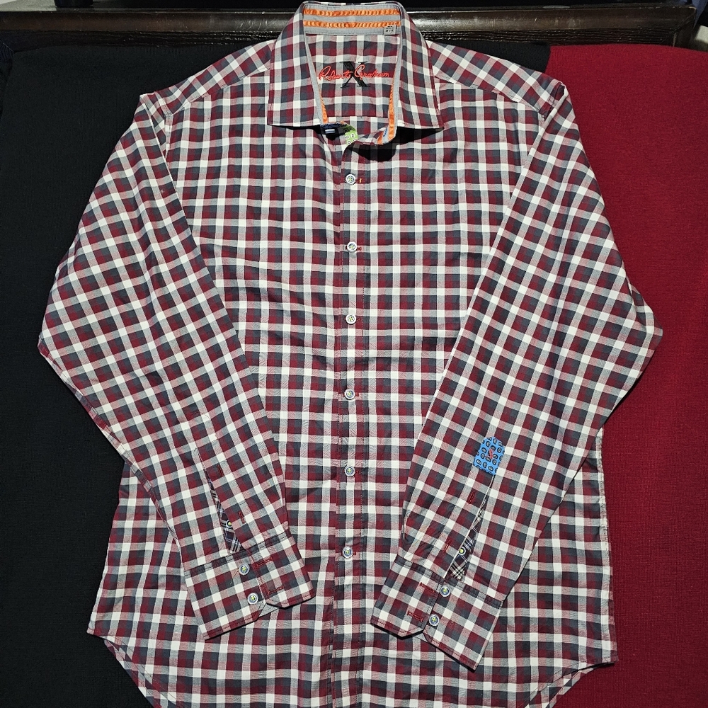 Robert Graham X Plaid Long Sleeve Button Down Shirt Red Black White Men’s Sz XL
